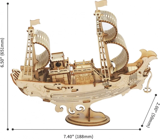 Robotic Wooden 3D Puzzle Japanese Sailboat