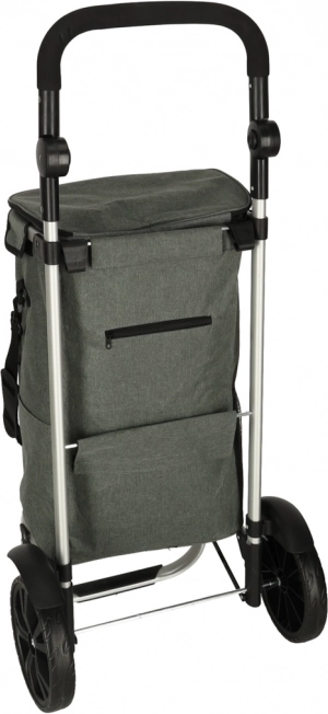 Carrello della spesa grigio su ruote