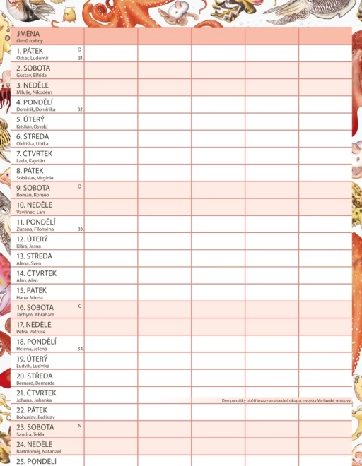 Family Planning Calendar Animalium 2026
