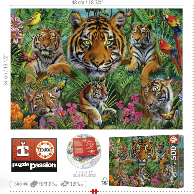 Educa jigsaw puzzle - tigers in the jungle 500 pieces