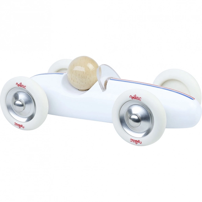 Vilac Large Wooden Racing Car Grand Prix Vintage White