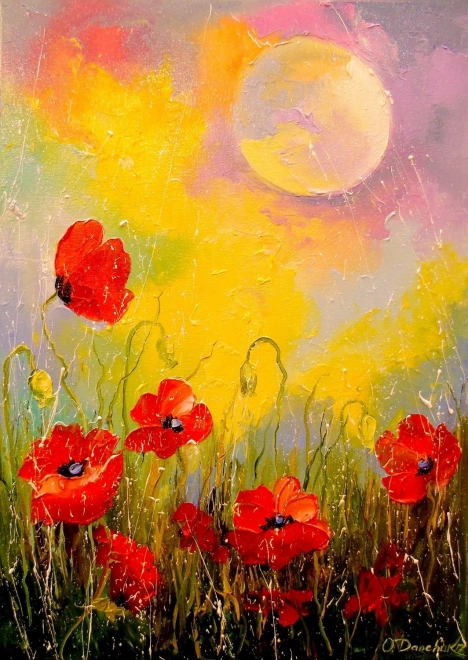 Wolf Poppies In Moonlight 1000 Piece Puzzle