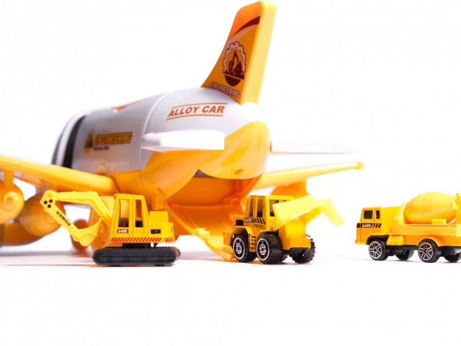 Construction Transport Airplane with Vehicles Set