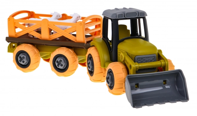 Dismantle Tractor Set with Trailer and Sheep for Kids 3+