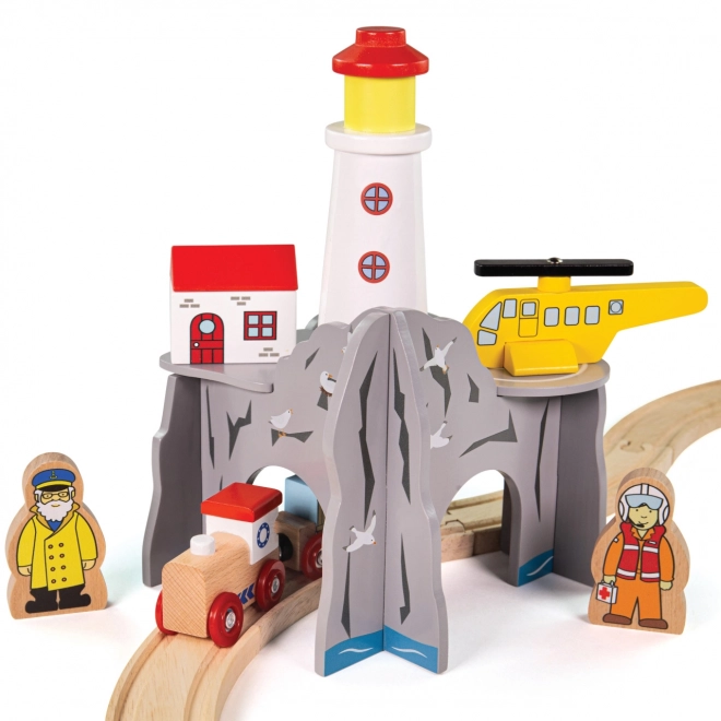 Bigjigs Rail Tunnel with Lighthouse and Heliport