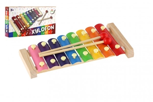 Colorful Wooden and Metal Xylophone with Mallets