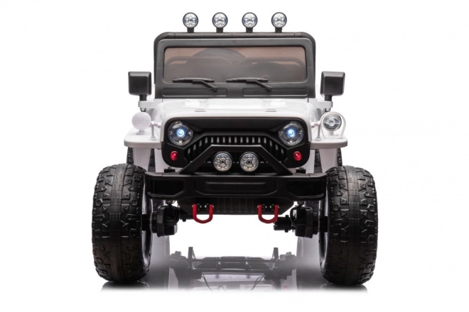 Battery-Powered White 4x4 Ride-On Car