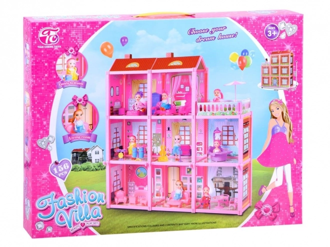 Large Dollhouse with Doll and Furniture