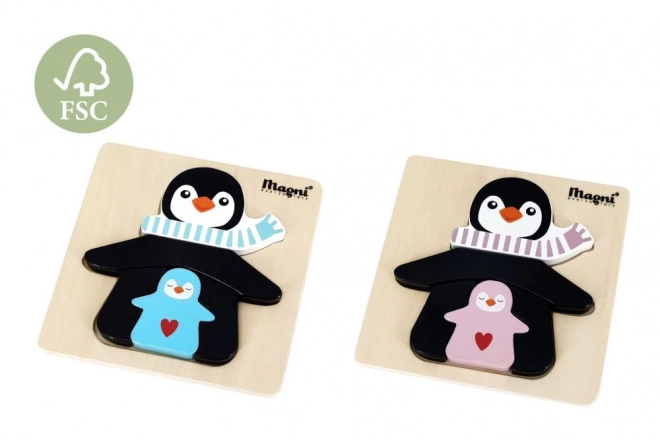 Wooden Penguin Puzzle with Children