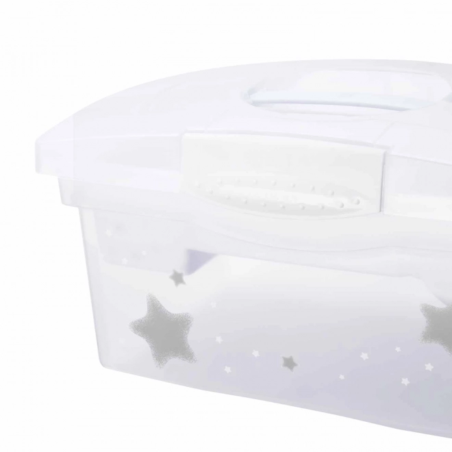 Travel Box with Compartment for Toys, Medicine, Cosmetics 'Stars', White