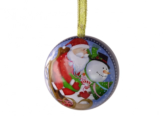 Christmas Metal Ornament with Santa Claus and Snowman