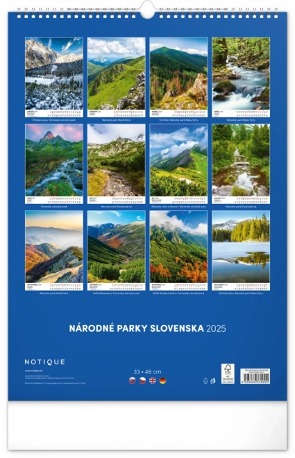 Wall Calendar Slovakian National Parks 2025