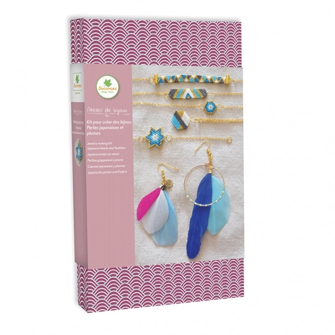 Jewelry Making Kit - Japanese Beaded Jewelry and Feather Earrings