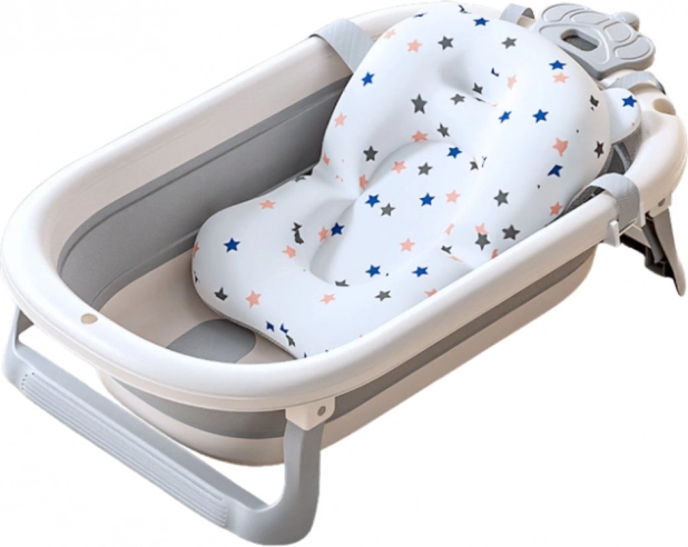 Faltbare Babywanne mit Matratze und Thermometer grau