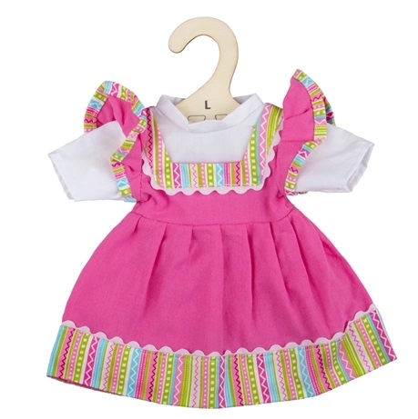 Pink Doll Dress with Striped Trim