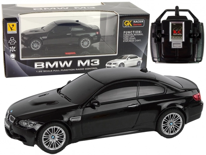 Remote Control BMW M3 Car with Lights Black 1:28 Scale