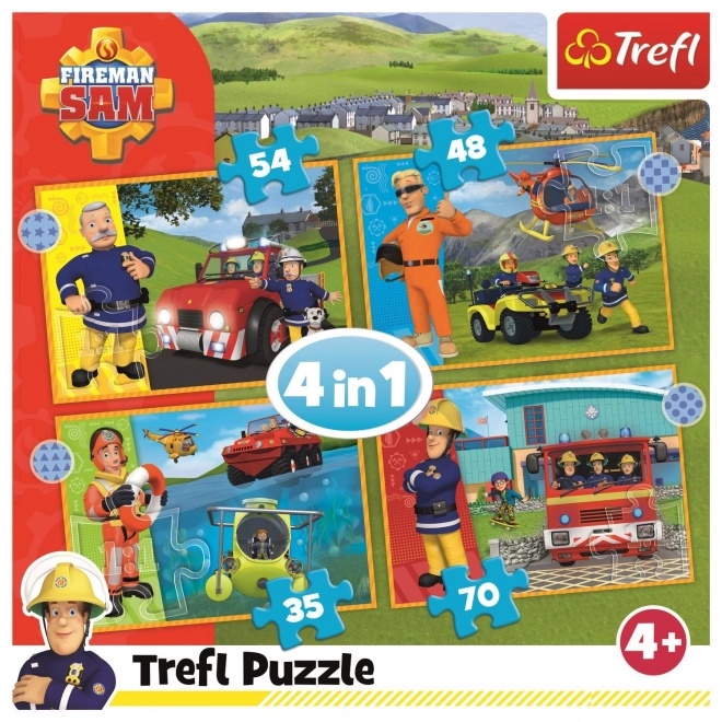 Brave FIREMAN SAM 4-in-1 Puzzle Set