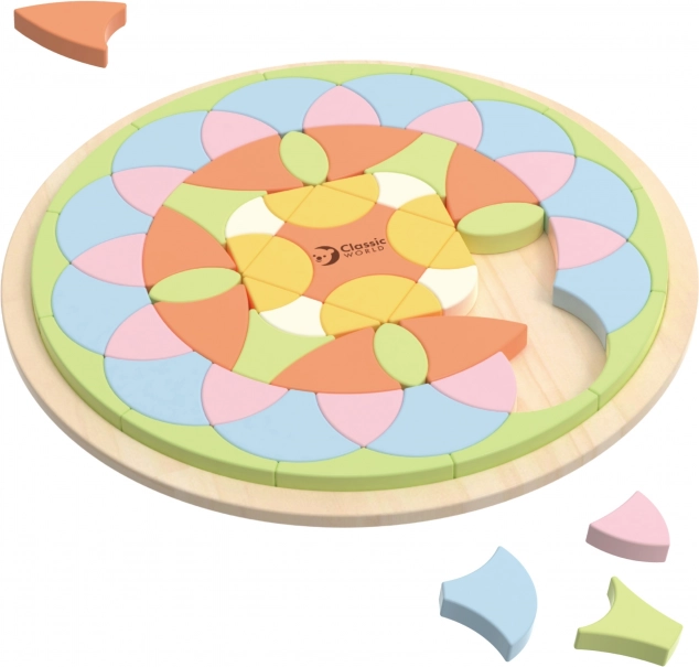 Pastelová mandala Montessori mozaika květiny