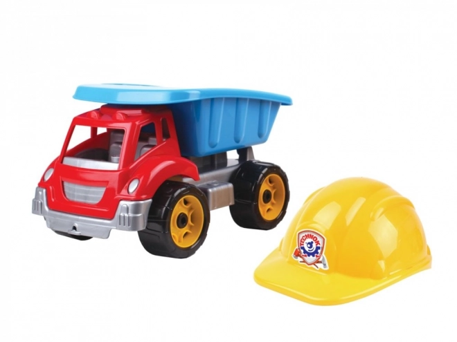 Plastic Dump Truck and Helmet for Little Builders