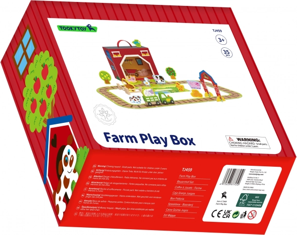 Dřevěná farma v kufříku Tooky Toy