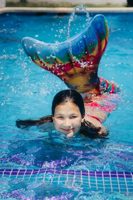 Mermaid Tail Swimsuit with Rainbow Monofin and Bikini