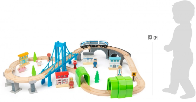 Wooden Train Set with Bridges