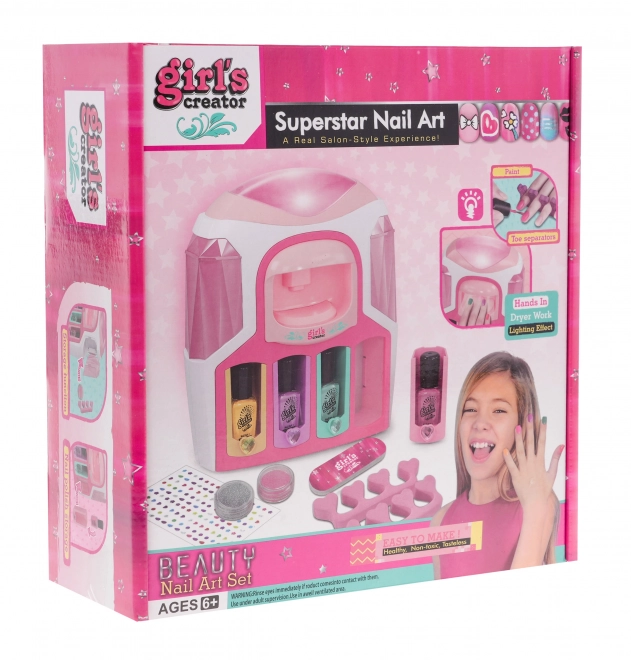 Kids Nail Painting Set with Interactive Dryer and Accessories