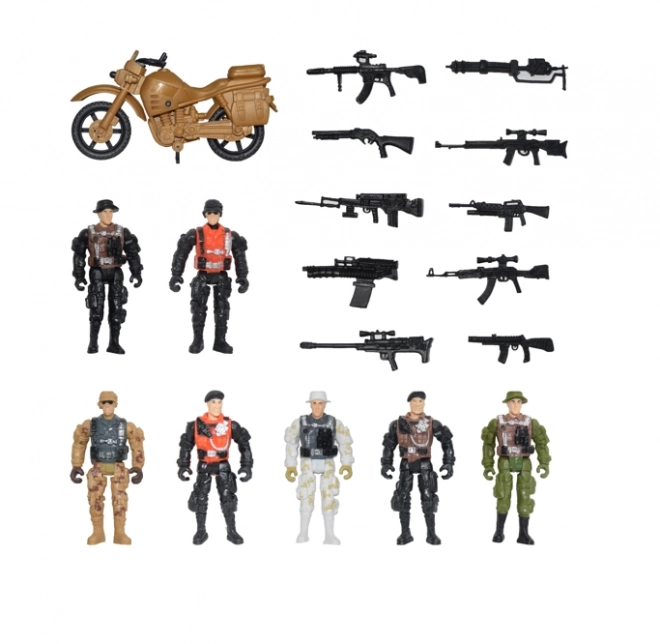 STARX Großes Set von Soldaten mit Motorrad