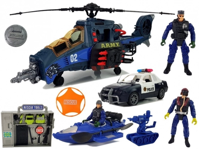 Police Game Set with Helicopter and Car