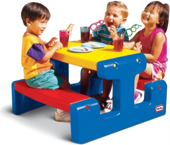Little Tikes kids' picnic table with seats, blue