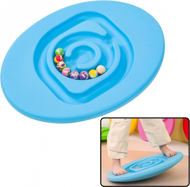 Sensorial balancing board for children with rubber balls blue