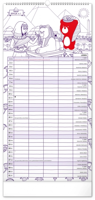 Family Planner Calendar with Teribear Illustrations 2025