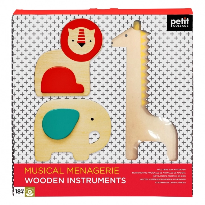 Petit Collage Musical Zoo Set with Wooden Instruments