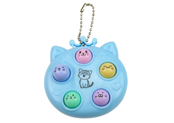 Mini Whack-a-Mole Game Keychain - Blue Cat