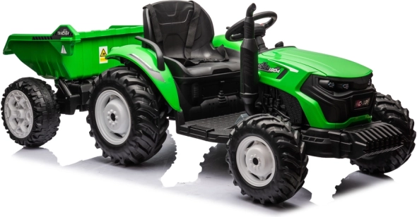 Trattore a batteria con rimorchio 24V verde chiaro