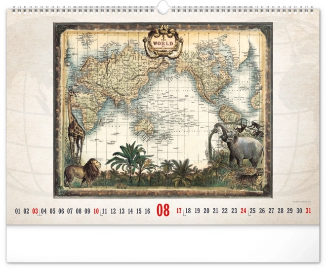 Wall calendar old maps 2025