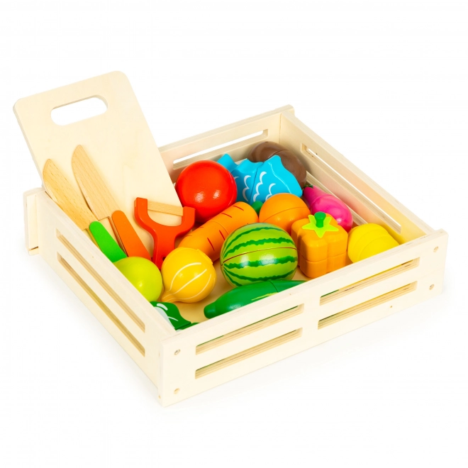 Wooden Vegetables and Fruits Cutting Play Set