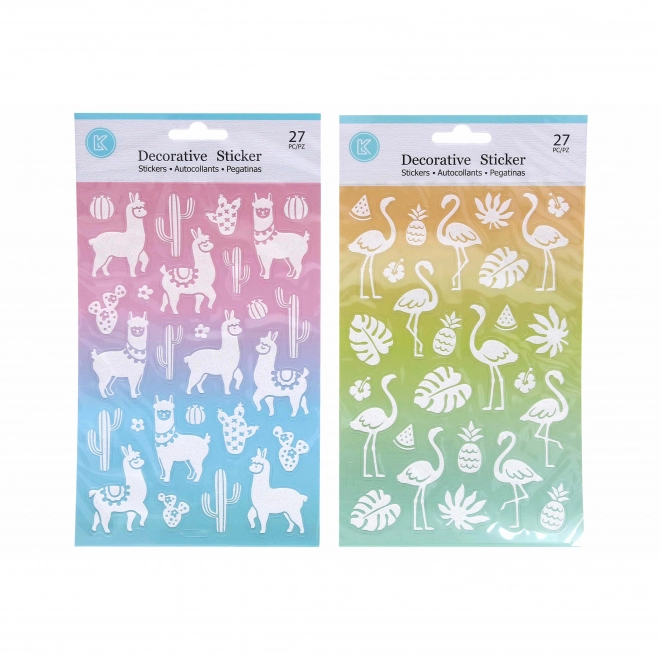 Glitter Stickers with Llama or Flamingo Motifs