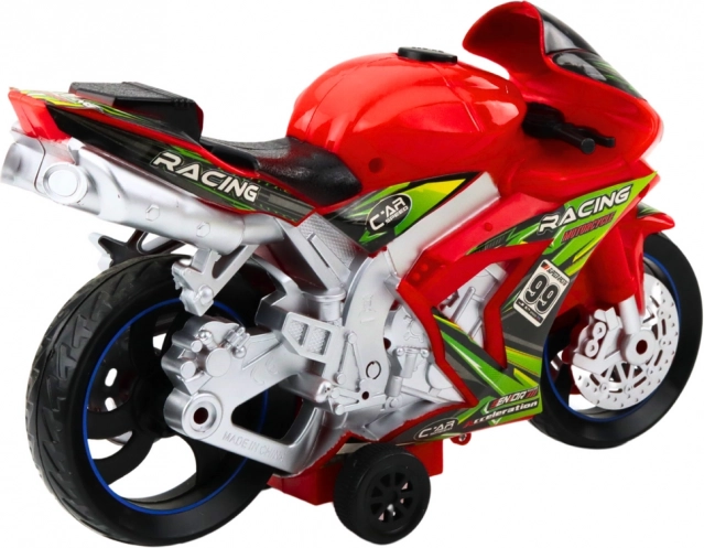 Giocattolo moto da corsa con effetti di luci e suoni rosso