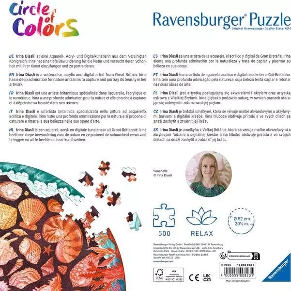 Ravensburger Round Puzzle Color Circle: Shells 500 Pieces