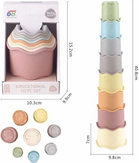 Stapelturm mit Bechern und Wellenmotiv 40,8 cm