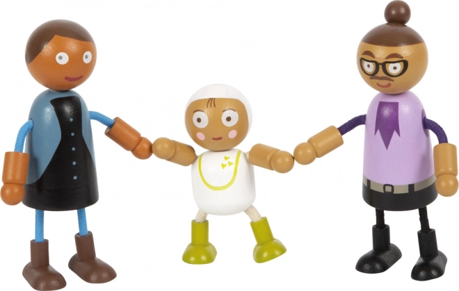 Wooden Flexible Family Dolls with Child