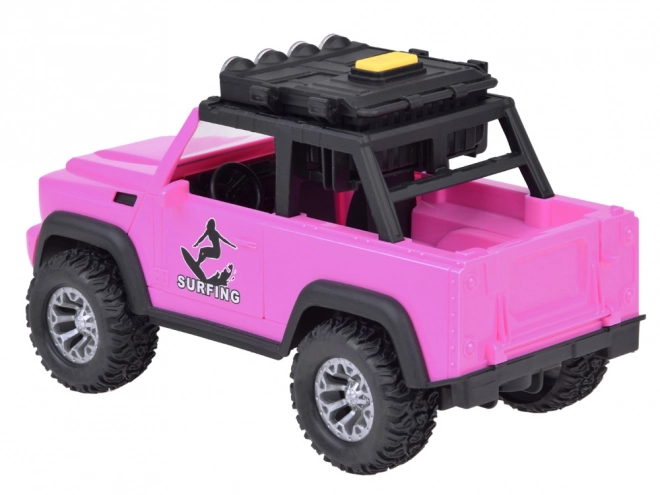 Pink Off-road Toy Car with Surfboards, Sounds, and Lights