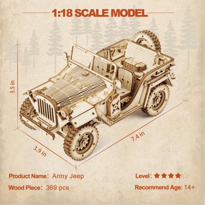 Wooden Model Military Jeep Puzzle