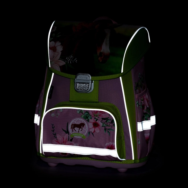 School backpack premium with horse motif