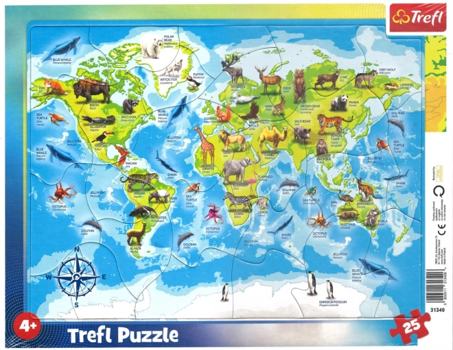 Trefl Children's World Map Puzzle with Animals