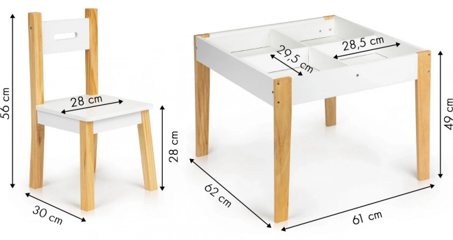 Ecotoys Wooden Children's Table with Board and Two Chairs