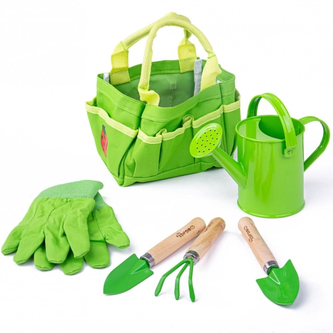 Bigjigs Toys Garden Tool Set in Green Canvas Bag