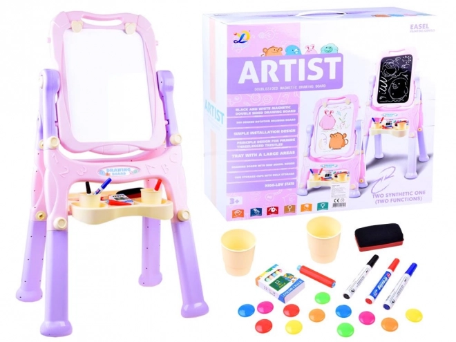 Magnetic and Chalk Drawing Board for Kids – pink