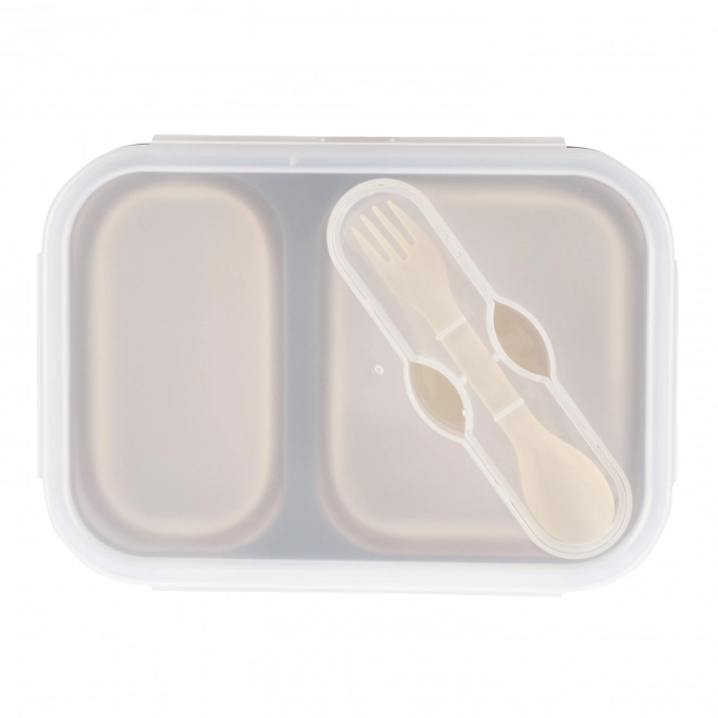 Silicone Lunch Box with Cutlery - Large Sand Beige